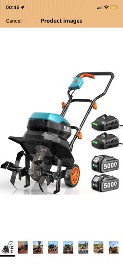 Seesii 40V Cordless Tiller for Gardening, 12" Electric Garden Tiller Cultivator with 2×5.0Ah Batteries & Charger, 8" Depth, Adjustable Handle & Wheel,