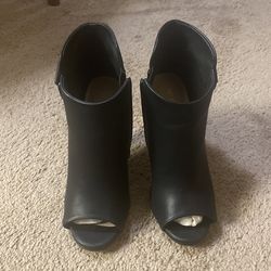 Open Toe Black Booties