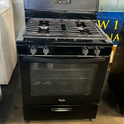 WHIRLPOOL GAS STOVE 30”WIDE GLOSS BLACK 