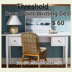 Brand New Dana Point White  Wood Writing Desk