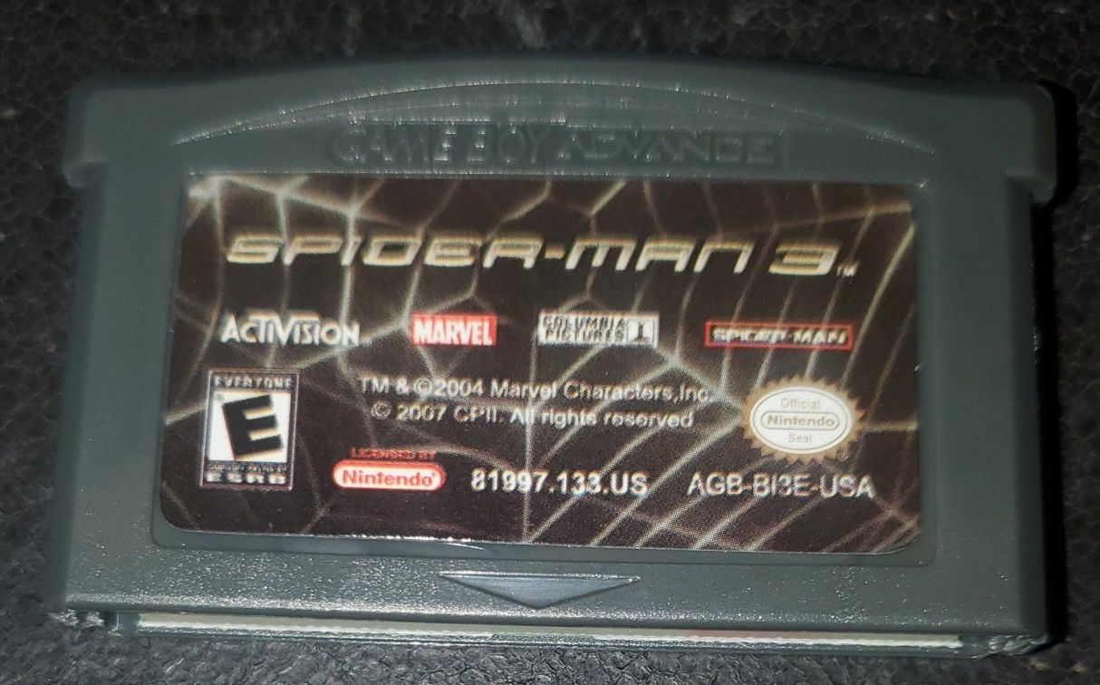 Spiderman 3 GBA Game Cartidge Gameboy Advance Video Game