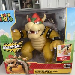 JAKKS Pacific Super Mario Bowser Action Figure Light Up LED Talking 15in