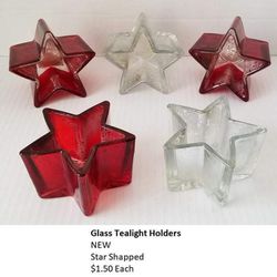 Patriotic Glass Tealight Holders NEW