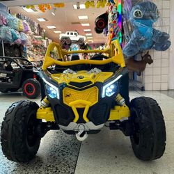 can-am maverick 24v 4x4 Remote control leather seats shocks soft tires screen for videos shocks led lights rubber EVA tires canam kid car carro de niñ