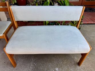 Mid-Century Modern Wood Frame Loveseat Bench