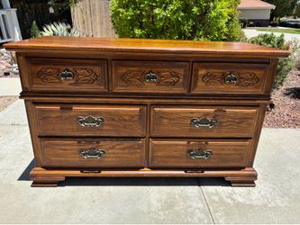 Antique Solid Wood 7 Drawer Dresser Chest of Drawers Furniture Good Condition