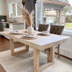 Custom Dining Table Solid Wood Farmhouse Set Round Oval Modern Rustic Hand Built Handcrafted Bench Kitchen Breakfast Counter Bar Comedor  Farm House 