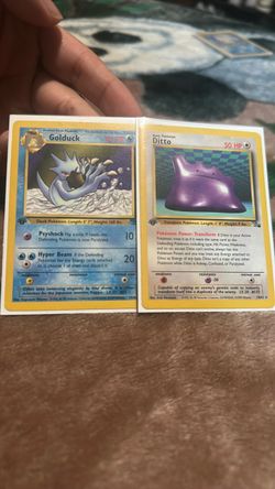 Pokemon Fossil 1st edition single cards, ditto / golduck