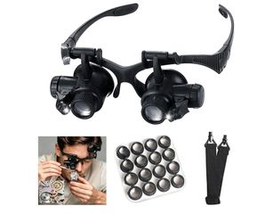 mlogiroa Head Mount Magnifying Glass with LED Light, Jewelers Loupe Magnifier with 8 Interchangeable Lens 2.5X/4X/6X/8X/10X/15X/20X/25Xfor Close Work/