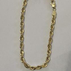 4mm 10k Real Gold Diamond Cut Rope Bracelet 8in