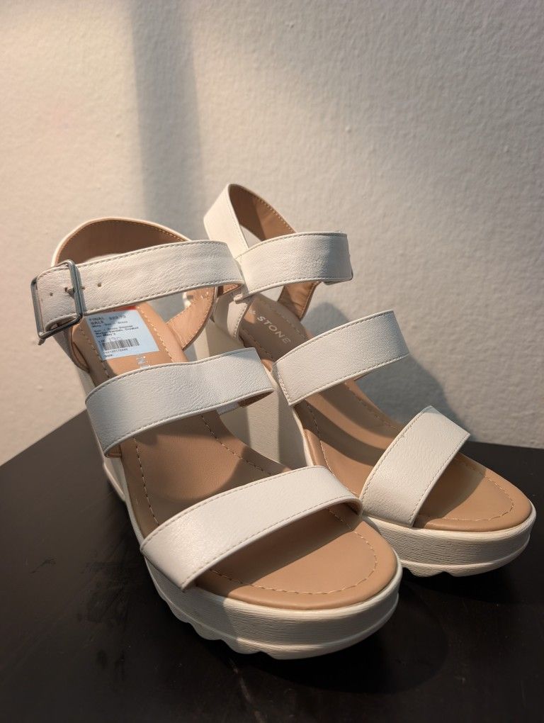 Sun+Stone White Wedges 8.5