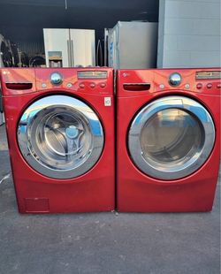 FREE Delivery! LG Front Load Washer and Dryer Set in “Wild Cherry Red”