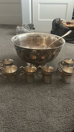 Vintage Wallace Silver Punch Bowl Set – Elegant Serving & Entertaining Set