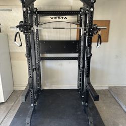 PRO SERIES Ultimate 3-1 Half Rack Functional Trainer w/Smith Machine Bar Bundle | 400lb Stack | Gym Equipment | Fitness | Commercial | Squat Rack 