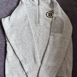 Boston Bruins Antigua Fortune Quarter-Zip Pullover Jacket - Oatmeal