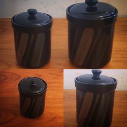 DYNAMIC DUO OF CERAMIC CANNISTERS BY SANGO