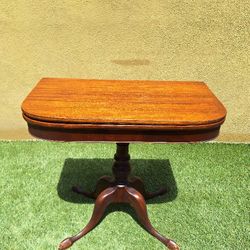 Mahogany Card Table With A Fold Over Swivel Top
