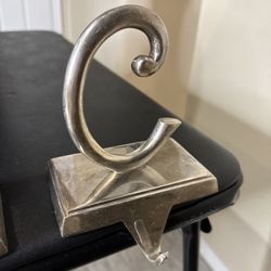 Pottery Barn Heavy Silver Stocking Holder Cursive Letter C