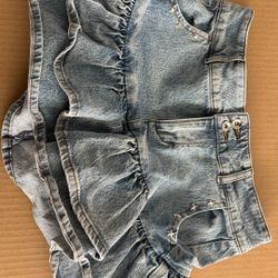 Ruffled jean skirt