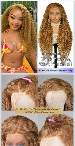 🔥Brand new 🔥 30inch 13X6 Honey Blonde Wig Deep Wave Lace Front Wig Human Hair Pre-Plucked Blonde 13x6 Hd Lace Front Wig 180% Density For Women