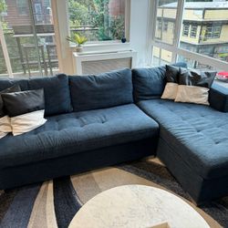 Blue Article Sectional Sleeper