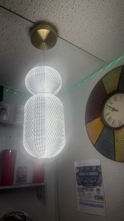 Crystal light hanging from ceiling