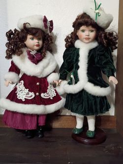 Vintage Christmas Collectible Porcelain Dolls
