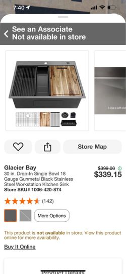 Glacier Bay 30 in. Gunmetal Black Workstation Kitchen Sink