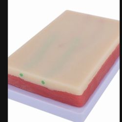 Venipuncture IV Injection Training Pad Model, Silicone Human Skin Suture Training Model, Injection Practice Pad, 4 Veins Imbedded, 3 Skin Layers(7.1" 