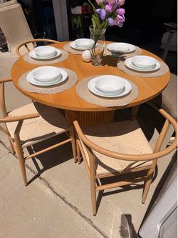 Dining table with chairs and bench