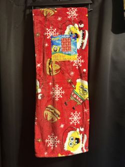SpongeBob SquarePants In Santa Suit & Crabby Patty’s Christmas Throw 50 X 70”