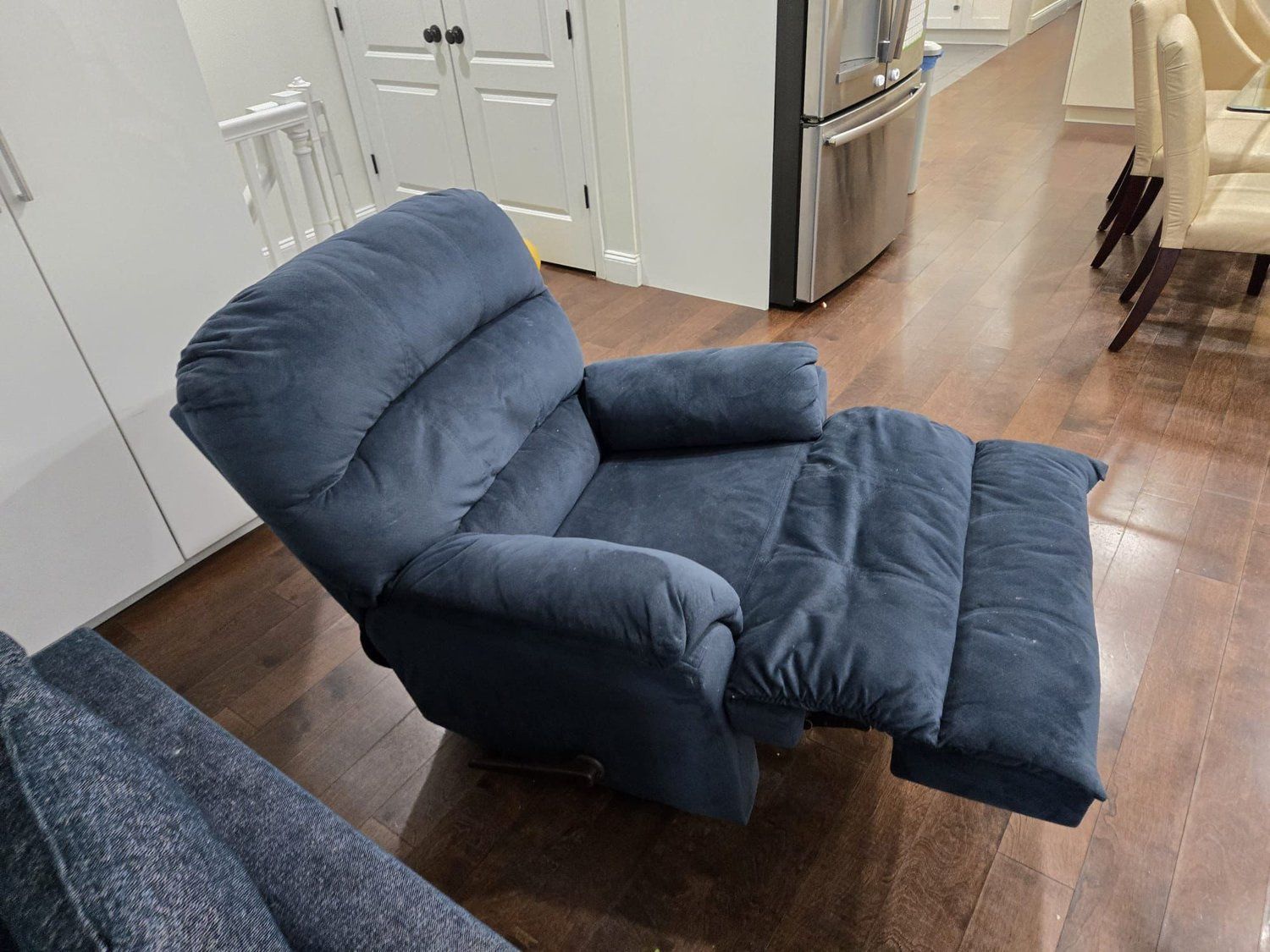 Comfy blue reclining chair