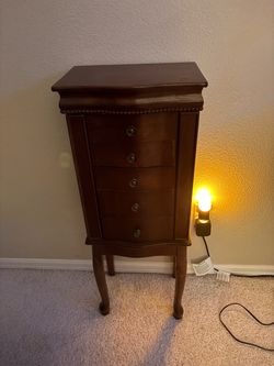 Wood Jewelry Armoire with Drawers