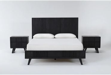 Joren Queen Storage Platform Bed - Black Acacia Wood