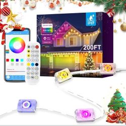 Brand New 200 Ft Permanent Outdoor Lights for House, RGB+IC Smart Outdoor Decor, 50 Scene Modes,App/Remote Control,IP67 Waterproof,for Christmas,Hallo