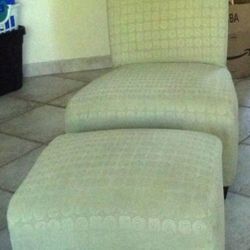 Green Parson's Chair and Ottoman 
