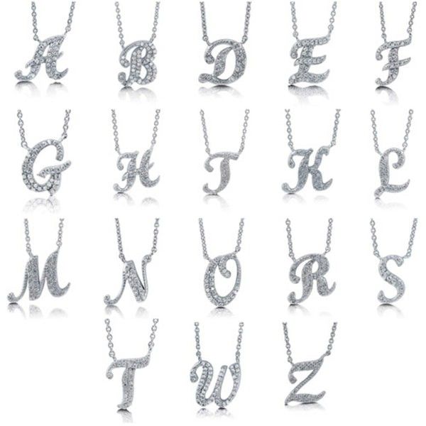 Initial Letter CZ Necklace in Sterling Silver