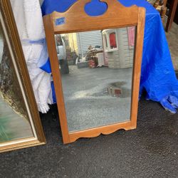 Vintage Wooden Wall Mirror 