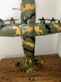 Camo Military Transport Plane Toy with Figures