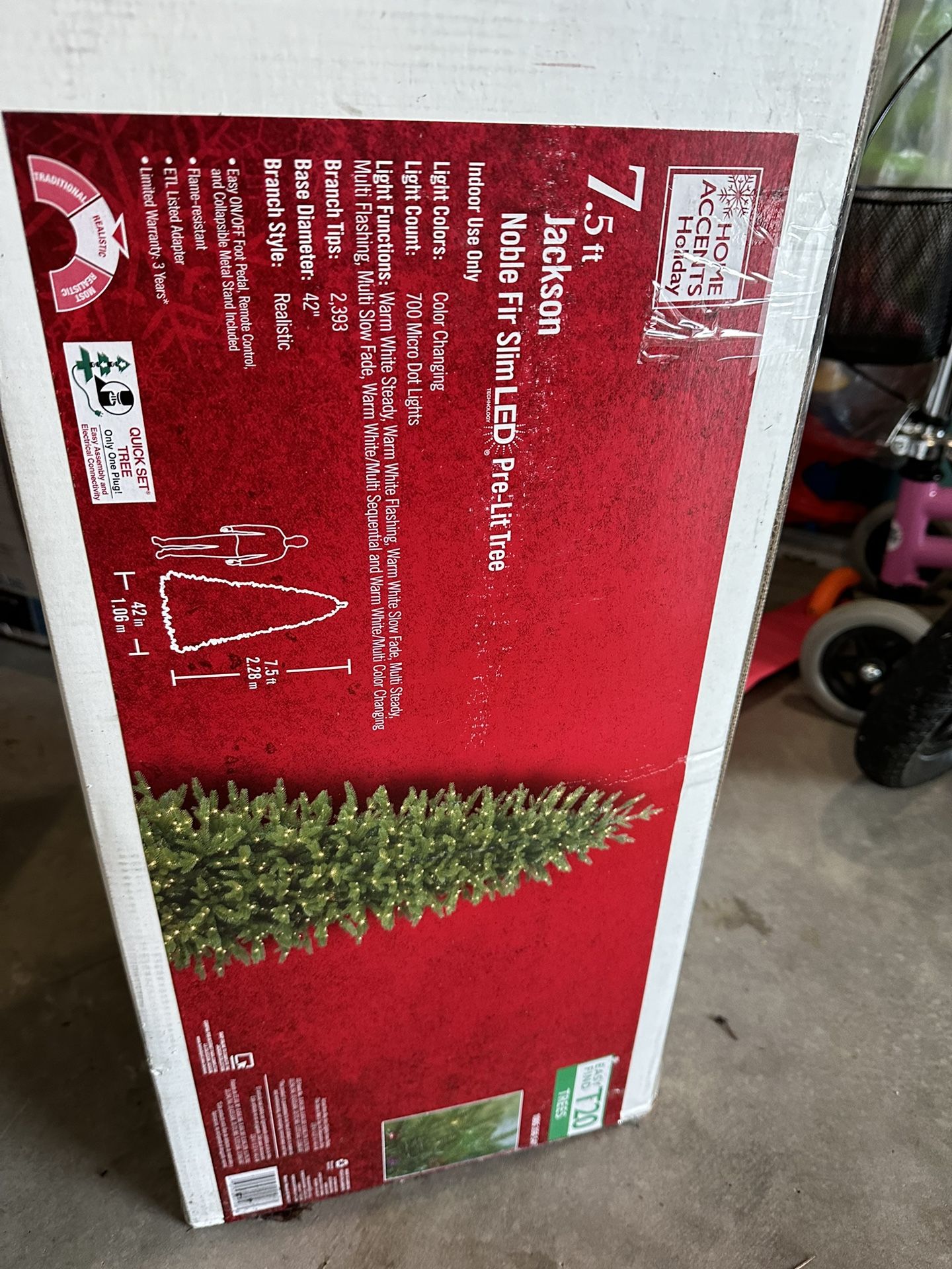 Pre Lit Jackson Noble Fir Slim Artificial Christmas Tree for Sale in