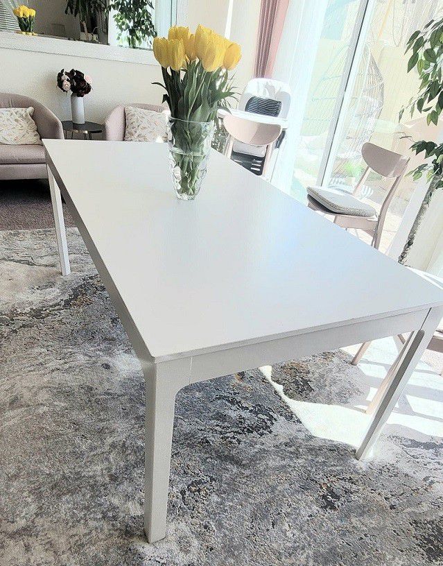  Extendable White Wooden Table (EKEDALEN/ IKEA) (NO Chairs)
