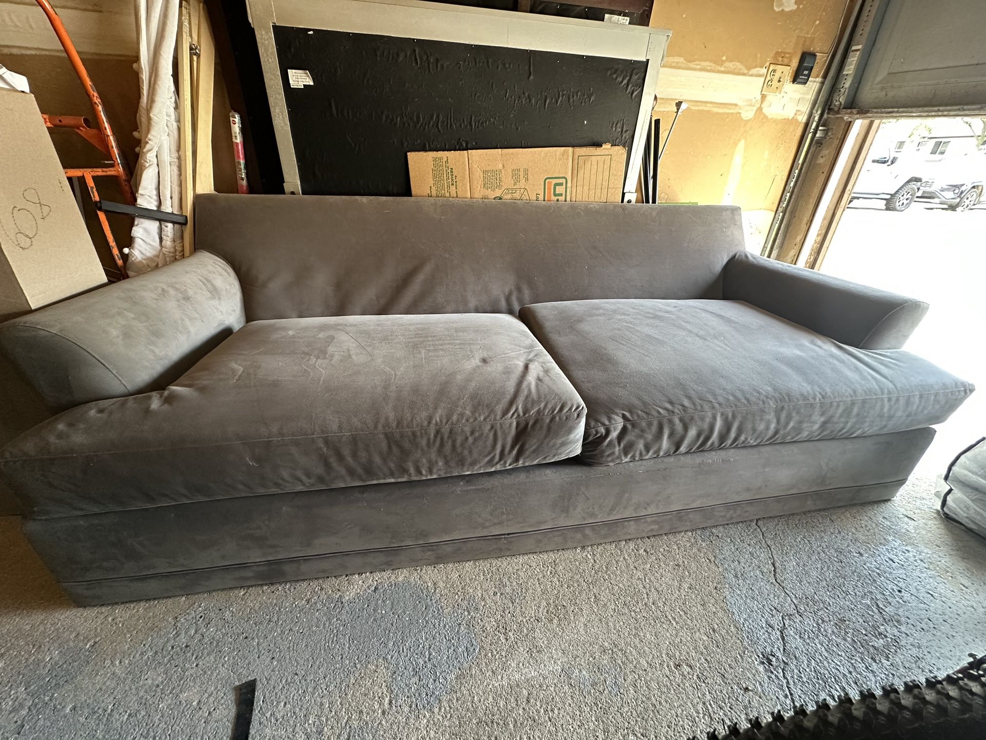 Modern Gray Deep Seat Couch – Super Comfortable & Clean!