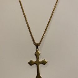 Stainless Steel Chain With Plain Cross Pendant 