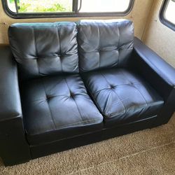 Black Leather Sofa Loveseat Couch