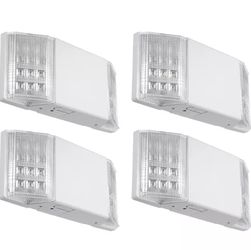 New 4-Pack LED Emergency Lighting Fixtures, Two LED Square Heads, Off White