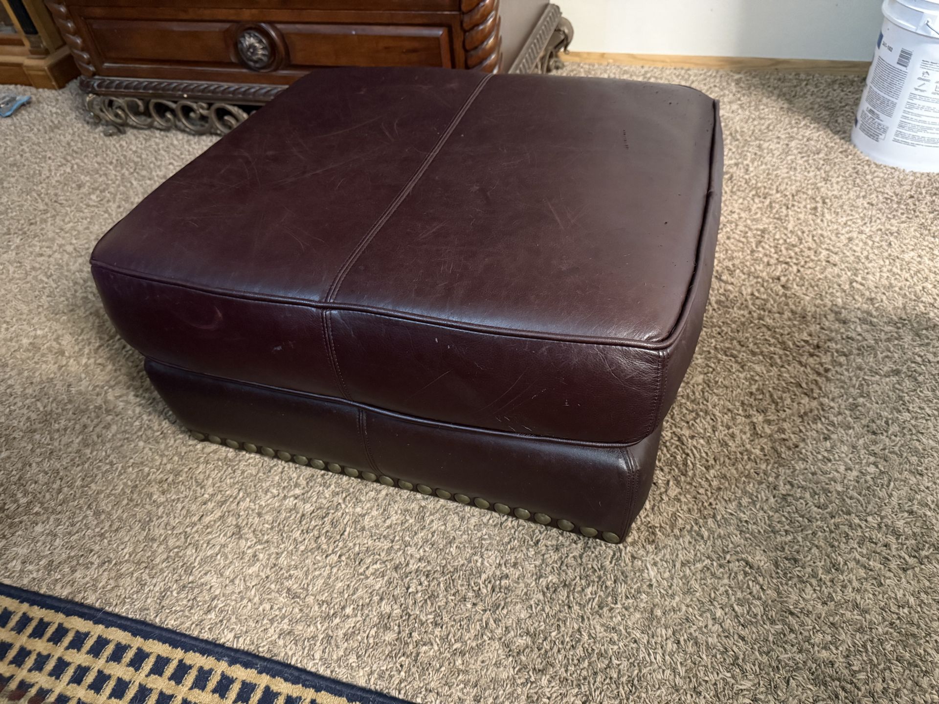 Leather ottoman