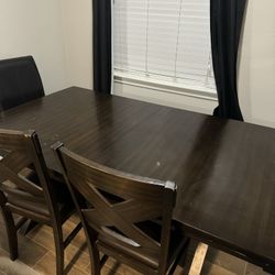 Large Wooden Table With 4 Chairs And Stool