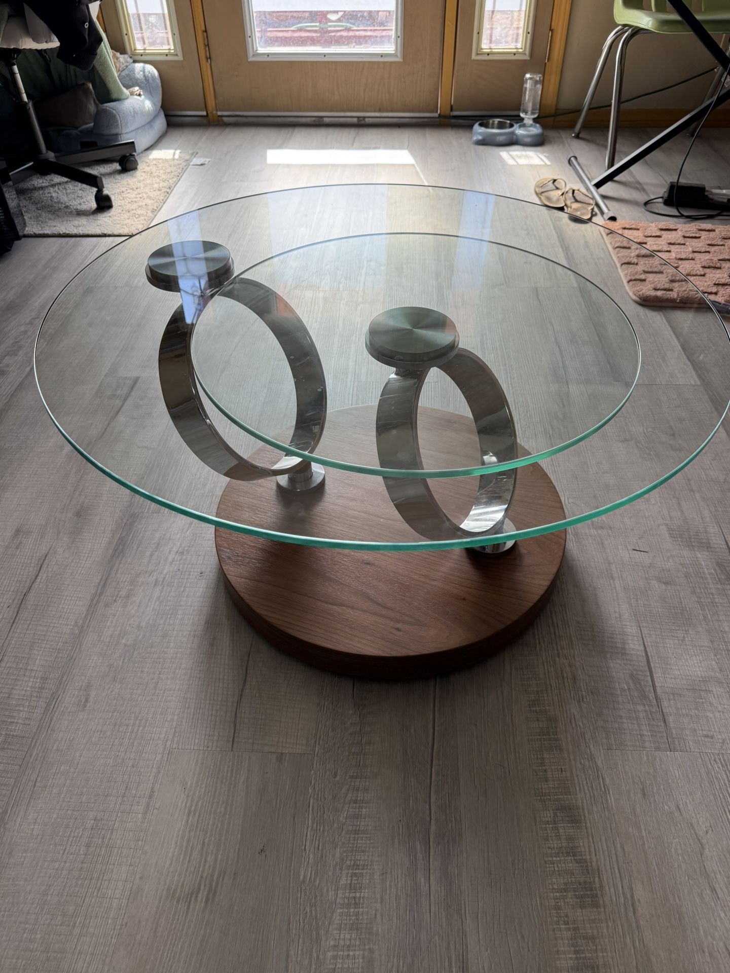 Macero Swivel Glass Coffee Table