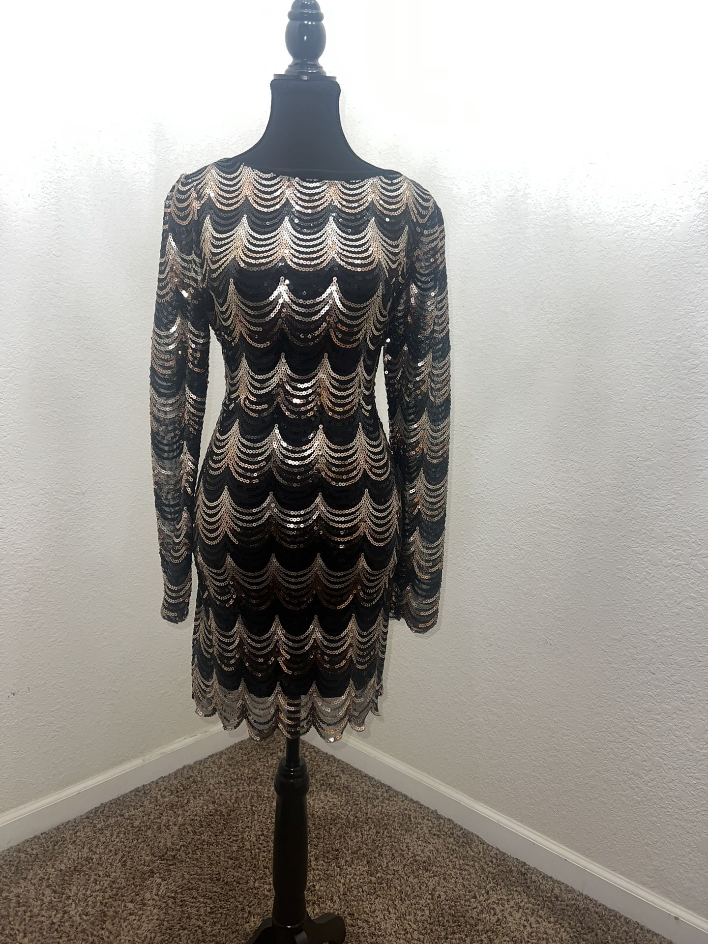 Sequin Black And Gold Dress