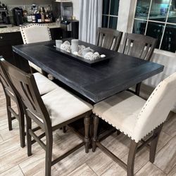 6 Piece Counter Height Dining Table With Leaf 